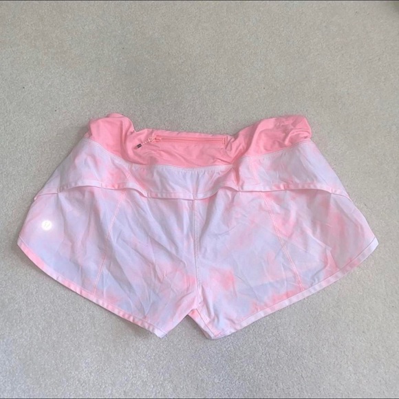 Lululemon Speed Shorts in Spray Dye Barely Pink Bleached Coral Size 8 - Picture 5 of 6